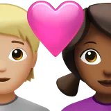 Couple With Heart: Person, Woman, Medium-Light Skin Tone, Medium-Dark Skin Tone — Apple