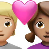 Couple With Heart: Person, Woman, Medium-Light Skin Tone, Medium Skin Tone — Apple
