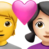 하트가 있는 커플: 사람, 여자, 피부 톤 없음, 밝은 피부 톤 — Apple