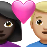 Couple with Heart: Woman, Man, Dark Skin Tone, Medium-Light Skin Tone — Apple