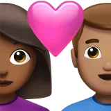 Couple with Heart: Woman, Man, Medium-Dark Skin Tone, Medium Skin Tone — Apple