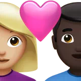 Couple with Heart: Woman, Man, Medium-Light Skin Tone, Dark Skin Tone — Apple