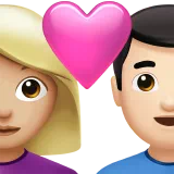 Couple with Heart: Woman, Man, Medium-Light Skin Tone, Light Skin Tone — Apple
