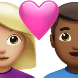 Couple with Heart: Woman, Man, Medium-Light Skin Tone, Medium-Dark Skin Tone — Apple