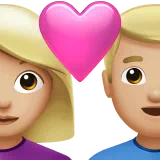 Couple with Heart: Woman, Man, Medium-Light Skin Tone — Apple