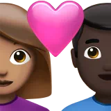 Couple with Heart: Woman, Man, Medium Skin Tone, Dark Skin Tone — Apple