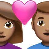 Couple with Heart: Woman, Man, Medium Skin Tone — Apple
