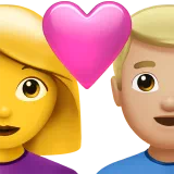 Couple With Heart - Woman: No Skin Tone, Man: Medium-Light Skin Tone — Apple