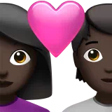 Couple With Heart: Woman, Person, Dark Skin Tone — Apple