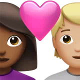 Couple With Heart: Woman, Person, Medium-Dark Skin Tone, Medium-Light Skin Tone — Apple