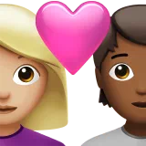 Couple With Heart: Woman, Person, Medium-Light Skin Tone, Medium-Dark Skin Tone — Apple