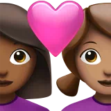 Couple with Heart: Woman, Woman, Medium-Dark Skin Tone, Medium Skin Tone — Apple