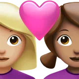 Couple with Heart: Woman, Woman, Medium-Light Skin Tone, Medium Skin Tone — Apple