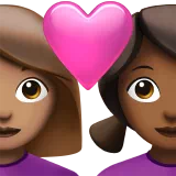 Couple with Heart: Woman, Woman, Medium Skin Tone, Medium-Dark Skin Tone — Apple