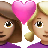 Couple with Heart: Woman, Woman, Medium Skin Tone, Medium-Light Skin Tone — Apple