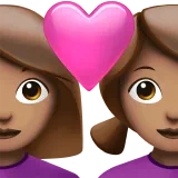 Couple with Heart: Woman, Woman, Medium Skin Tone — Apple