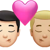 Kiss: Man, Man, Light Skin Tone, Medium-Light Skin Tone — Apple
