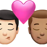Kiss: Man, Man, Light Skin Tone, Medium Skin Tone — Apple