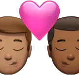 Kiss: Man, Man, Medium Skin Tone, Medium-Dark Skin Tone — Apple