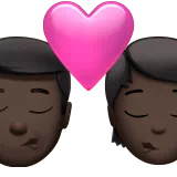 Kiss: Man, Person, Dark Skin Tone — Apple