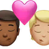 Kiss: Man, Person, Medium-Dark Skin Tone, Medium-Light Skin Tone — Apple