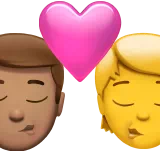 Kiss: Man, Person, Medium Skin Tone, No Skin Tone — Apple