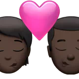 Kiss: Person, Man, Dark Skin Tone — Apple