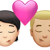 Kiss: Person, Man, Light Skin Tone, Medium-Light Skin Tone — Apple