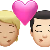 Kiss: Person, Man, Medium-Light Skin Tone, Light Skin Tone — Apple