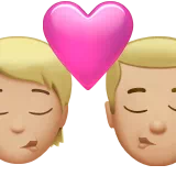 Kiss: Person, Man, Medium-Light Skin Tone — Apple