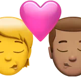 Kiss: Person, Man, No Skin Tone, Medium Skin Tone — Apple