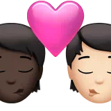 Kiss: Person, Person, Dark Skin Tone, Light Skin Tone — Apple
