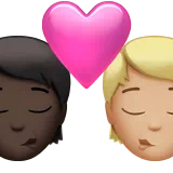 Kiss: Person, Person, Dark Skin Tone, Medium-Light Skin Tone — Apple