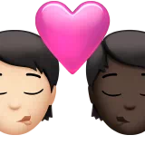 Kiss: Person, Person, Light Skin Tone, Dark Skin Tone — Apple