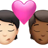 Kiss: Person, Person, Light Skin Tone, Medium-Dark Skin Tone — Apple