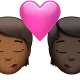 Kiss: Person, Person, Medium-Dark Skin Tone, Dark Skin Tone — Apple