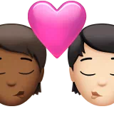 Kiss: Person, Person, Medium-Dark Skin Tone, Light Skin Tone — Apple