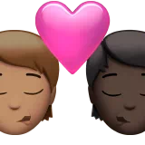 Kiss: Person, Person, Medium Skin Tone, Dark Skin Tone — Apple