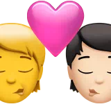 Kiss: Person, Person, No Skin Tone, Light Skin Tone — Apple