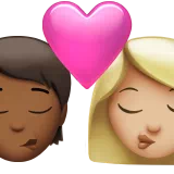 Kiss: Person, Woman, Medium-Dark Skin Tone, Medium-Light Skin Tone — Apple