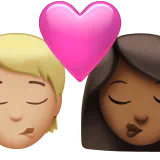 Kiss: Person, Woman, Medium-Light Skin Tone, Medium-Dark Skin Tone — Apple