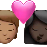 Kiss: Person, Woman, Medium Skin Tone, Dark Skin Tone — Apple