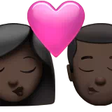 Kiss: Woman, Man, Dark Skin Tone — Apple