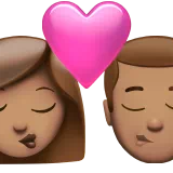 Kiss: Woman, Man, Medium Skin Tone — Apple