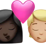 Kiss: Woman, Person, Dark Skin Tone, Medium-Light Skin Tone — Apple