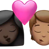 Kiss: Woman, Person, Dark Skin Tone, Medium Skin Tone — Apple