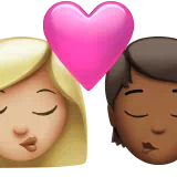 Kiss: Woman, Person, Medium-Light Skin Tone, Medium-Dark Skin Tone — Apple