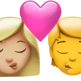 Kiss: Woman, Person, Medium-Light Skin Tone, No Skin Tone — Apple