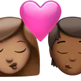 Kiss: Woman, Person, Medium Skin Tone, Medium-Dark Skin Tone — Apple