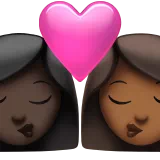 Kiss: Woman, Woman, Dark Skin Tone, Medium-Dark Skin Tone — Apple